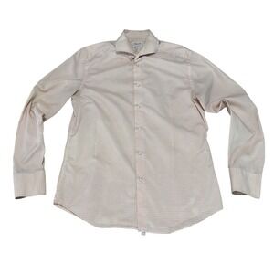 Linea In Men's Italy Made 2 Ply Easy Care Checkered Button Down Shirt Sz L 22x29